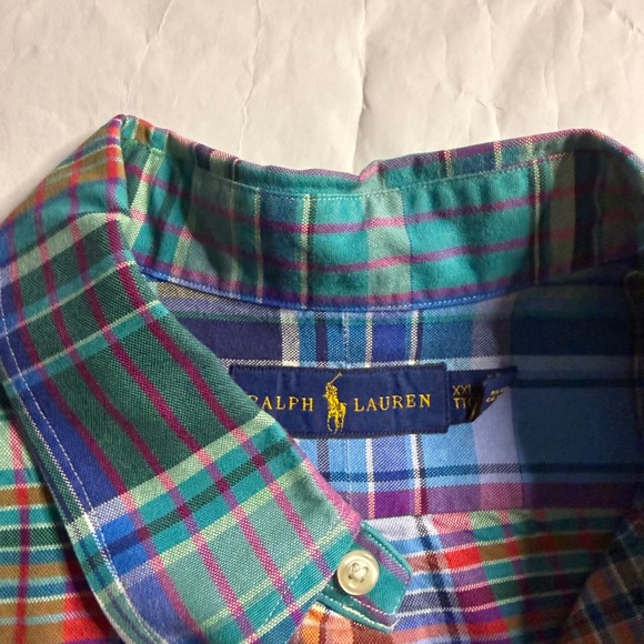 Polo Ralph Lauren Mens Plaid Madras Flesh Pony Button Long Sleeve Shirt XXL - Picture 4 of 7